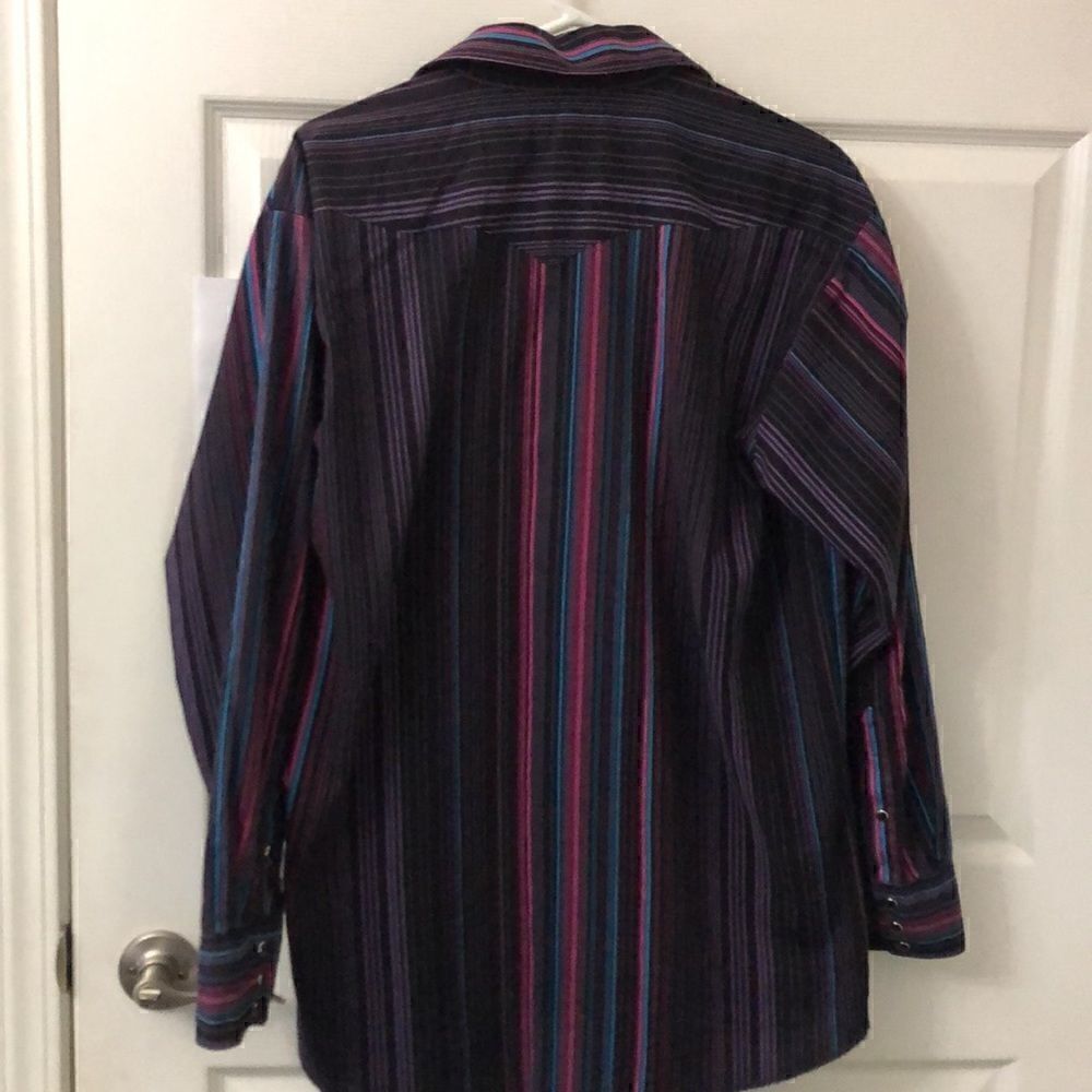 Vintage panhandle slim fit mens long sleeve. Western stripe size 17X35 - Picture 3 of 10